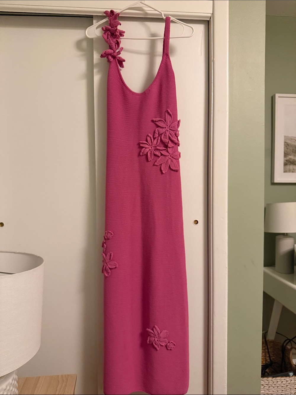 AMUR Hot Pink Floral-Appliqué Knit Dress - Picture 1 of 6